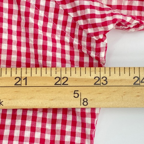 Ralph Lauren Mens Large Red White Gingham Seersucker Short Sleeve Button Down - Picture 5 of 9